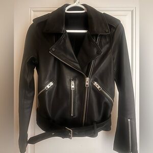 All Saints — Balfern Leather Biker Jacket in Black - size 4